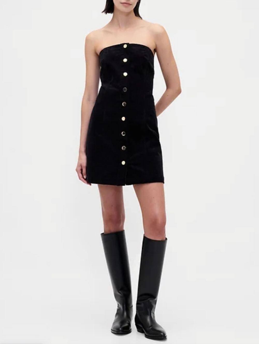 Corduroy Strapless Mini Dress